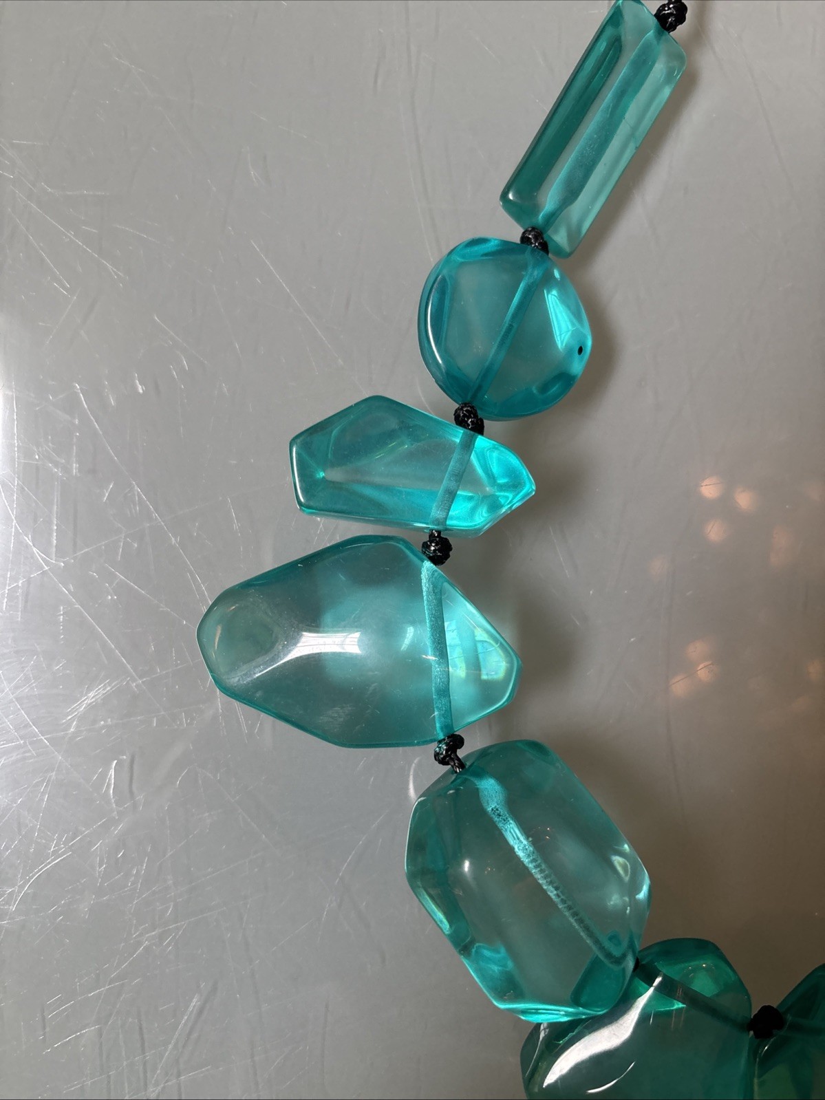 NWOT Statement Bib Chunky Turquoise Blue Stones Resin Anthropologie