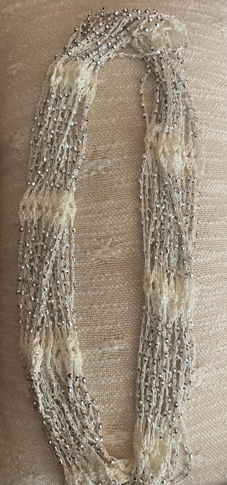J. Jill Layered Necklace With White Crochet Strands And Small Silver Beads