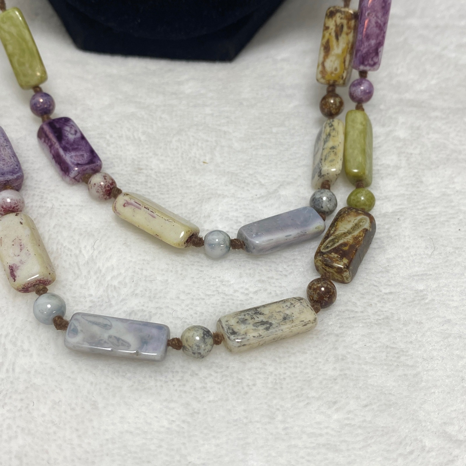 VTG Scottish Multi-Colored Stone Beaded Necklace Gemstone Statement Chunky