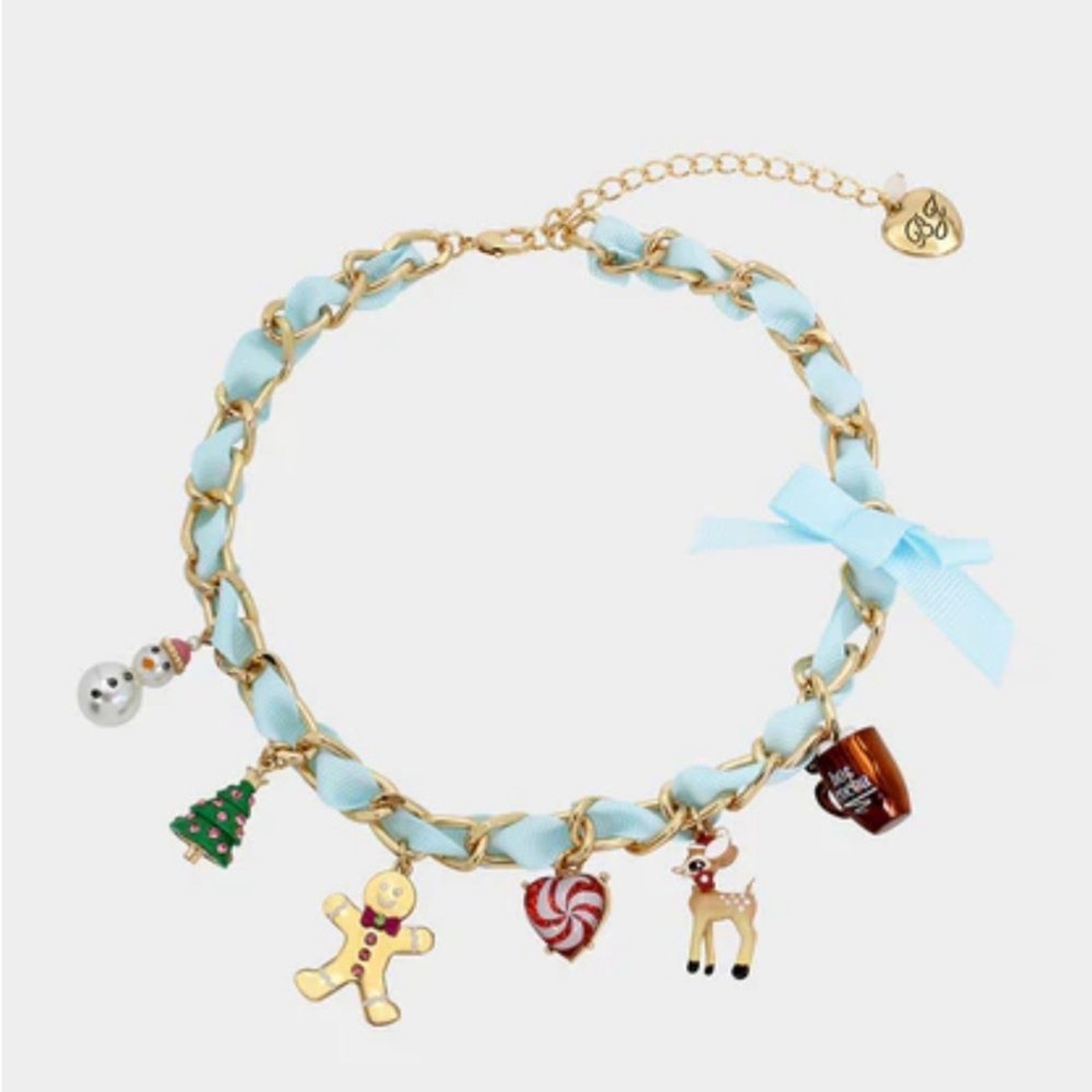 NWT Betsey Johnson Jingle Bell Bling Xmas Charm Frontal Necklace