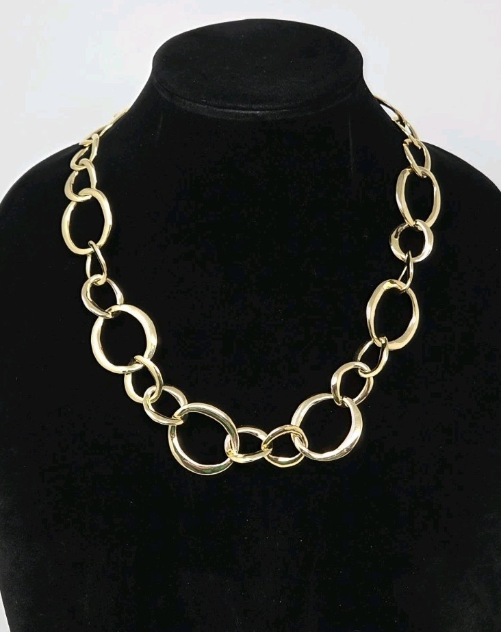 Francesca Visconti Gold Tone Oval Link Chain Necklace Designer 22 Inches Signed