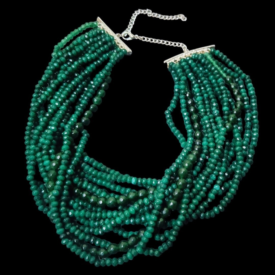 New Designer Onyx Beads Necklace 18 Inch Choker Statement Bridal Wedding Jewelry