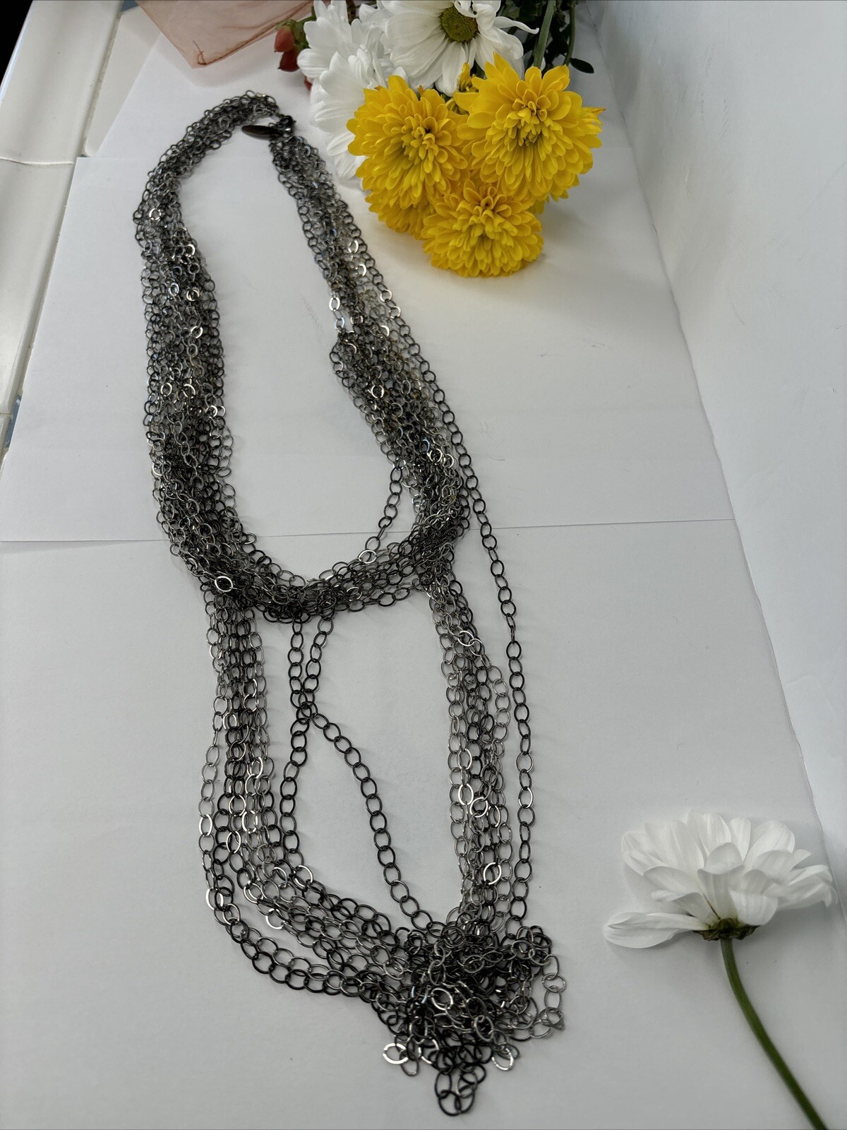 Cara n.y. gun metal layered chain necklace