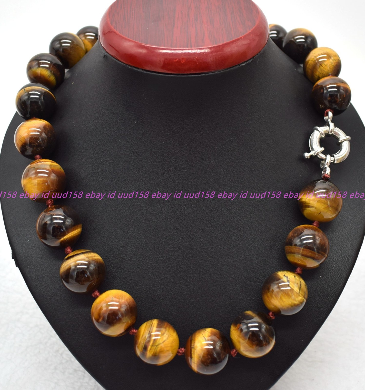 Natural 16/18/20mm Huge Yellow Tiger’s Eye Gemstone Round Beads Necklace 16-36in