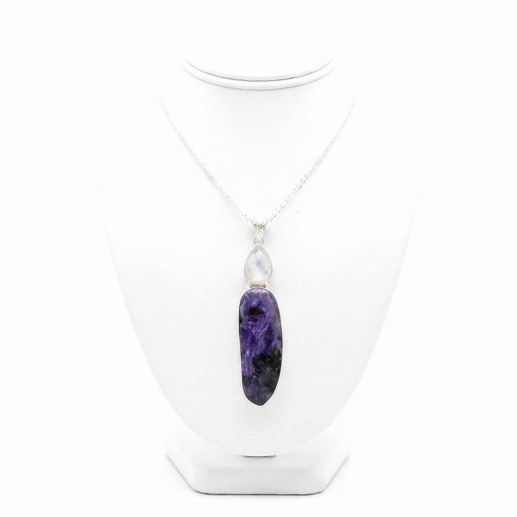 New Artisan Rare Chariote 2 Stone Deep Purple 925 Sterling Silver Necklace