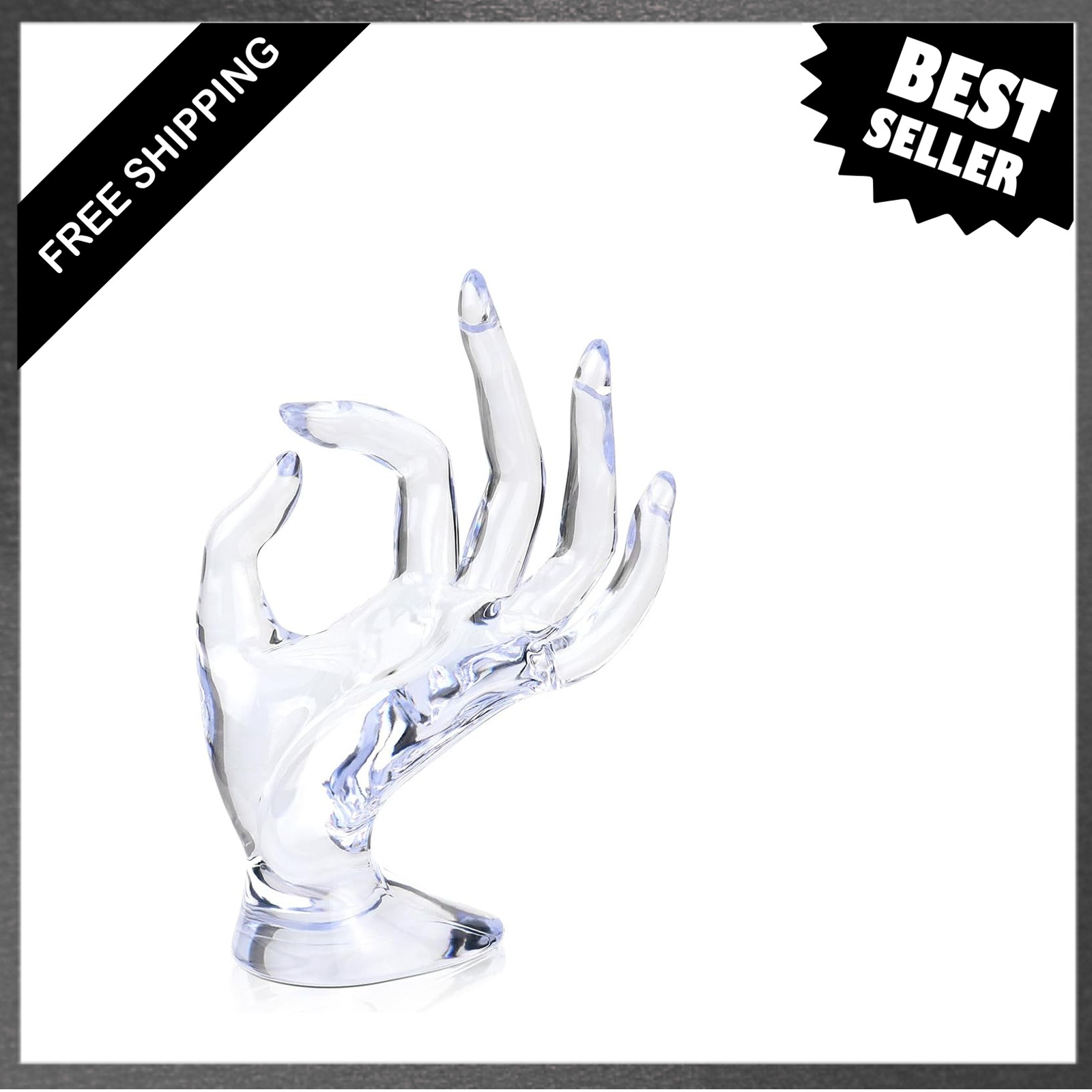 Jewelry Display Stand Mannequin Hand Ring Holder Watch Organizer Acrylic Clear