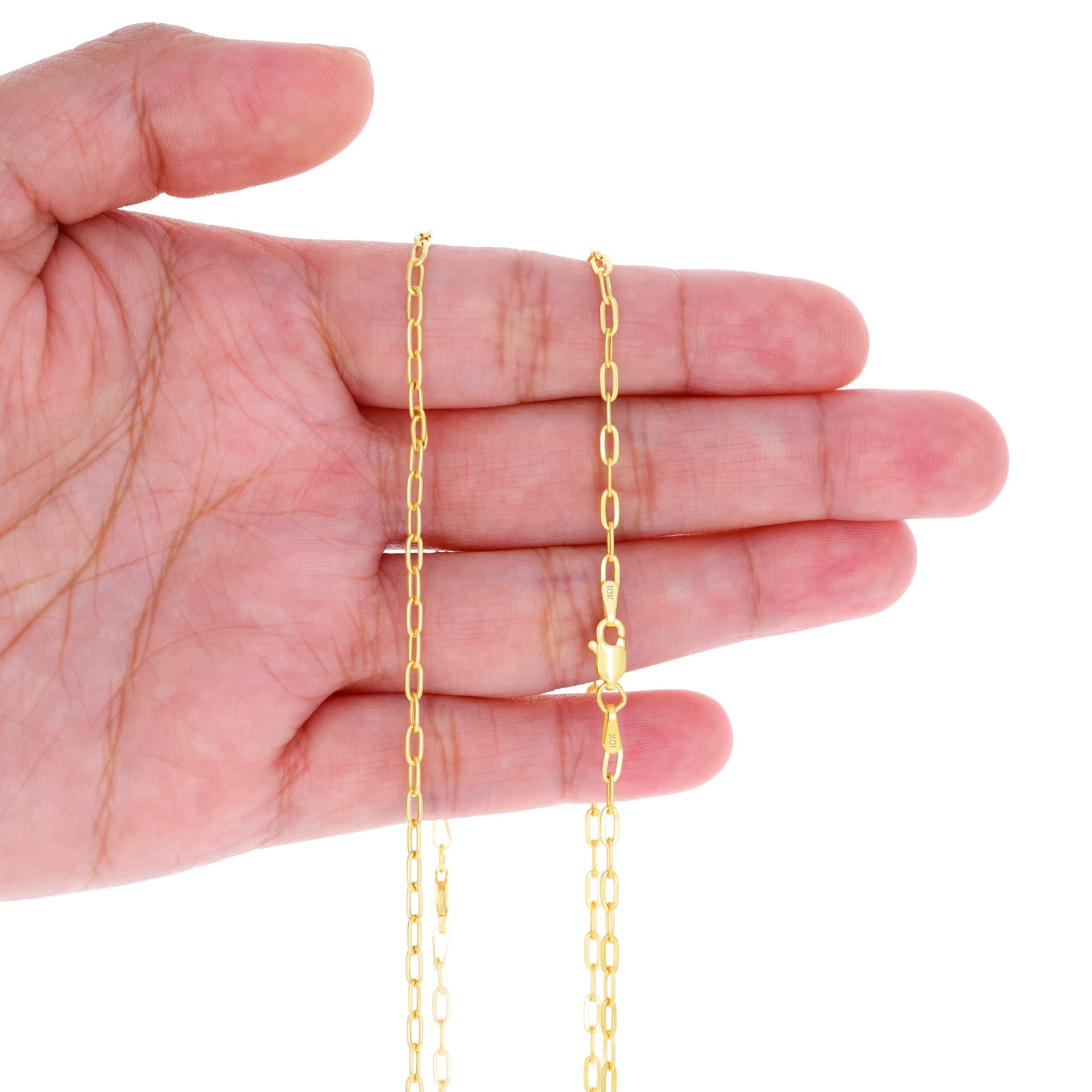 10k Yellow Gold Paperclip 2mm-7mm Chain Cable Rolo Necklace Mens Womens 16″-24″
