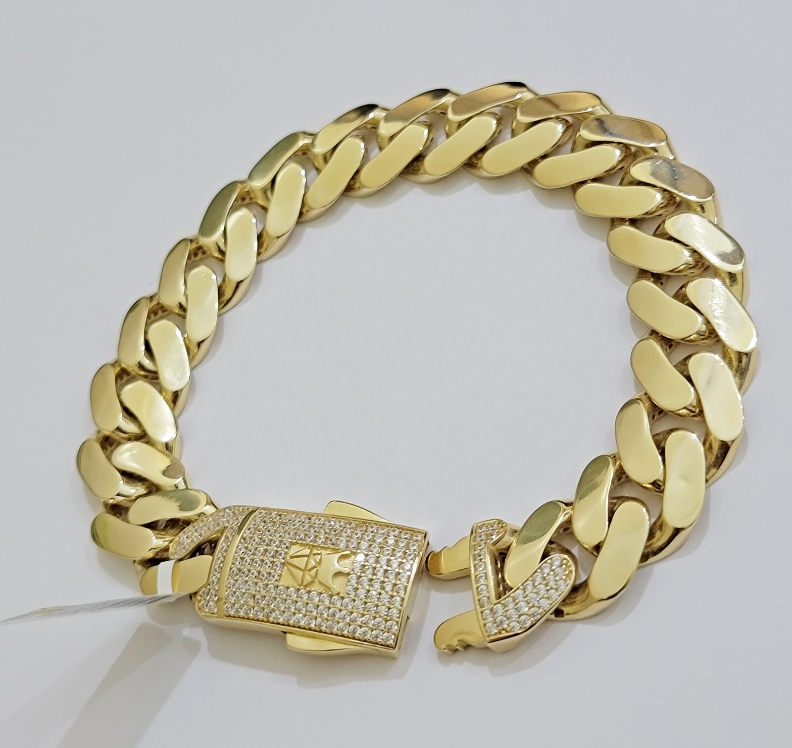 Mens 10k Yellow Gold Bracelet Royal Cuban Link 8.5 inch 15mm Real 10KT