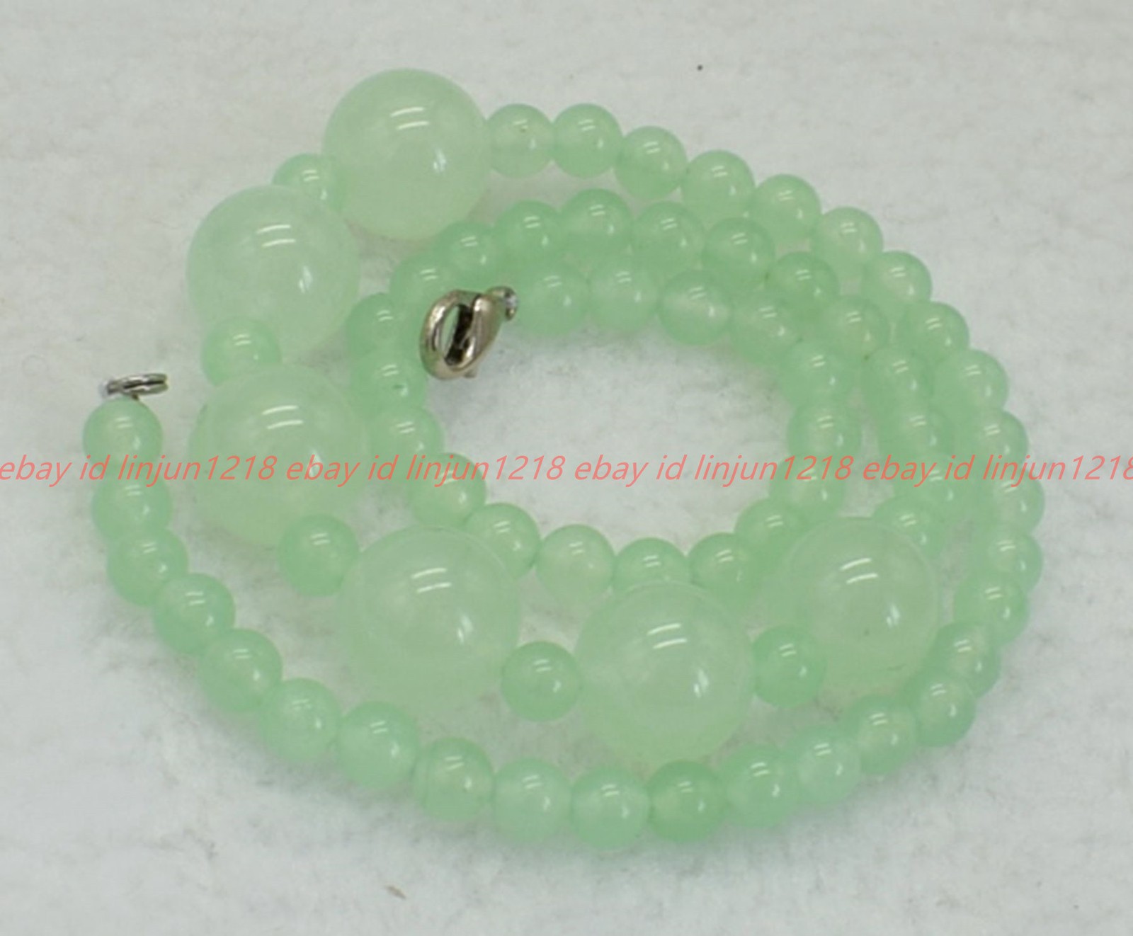 Natural 6+14mm Light Green Jade Gemstone Round Beads Necklace 16-24in