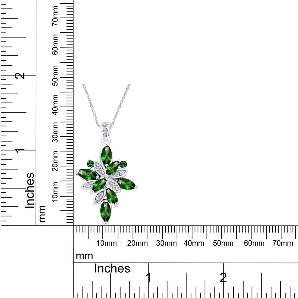 2.44 CT Emerald & Pendant Necklace in 14k White Gold Plated