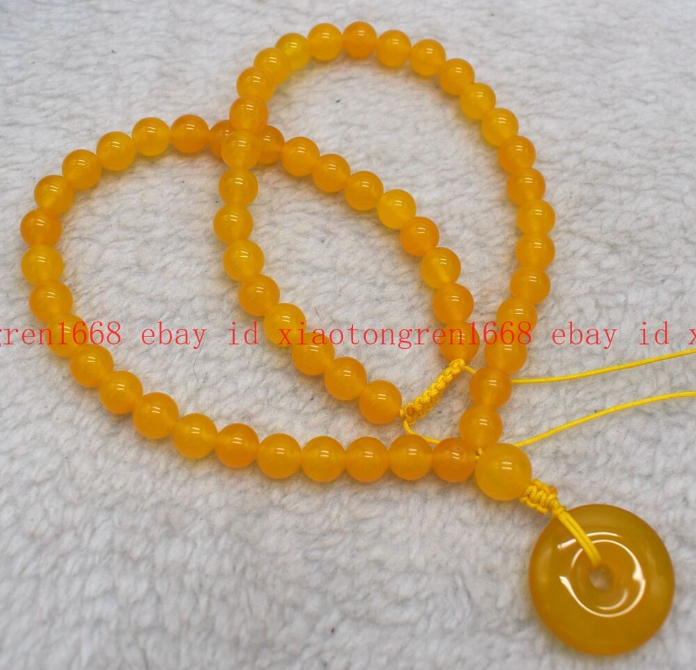 Natural 8mm Yellow Topaz & 30mm Circle Donut Gems Round Beads Necklace 16-24in