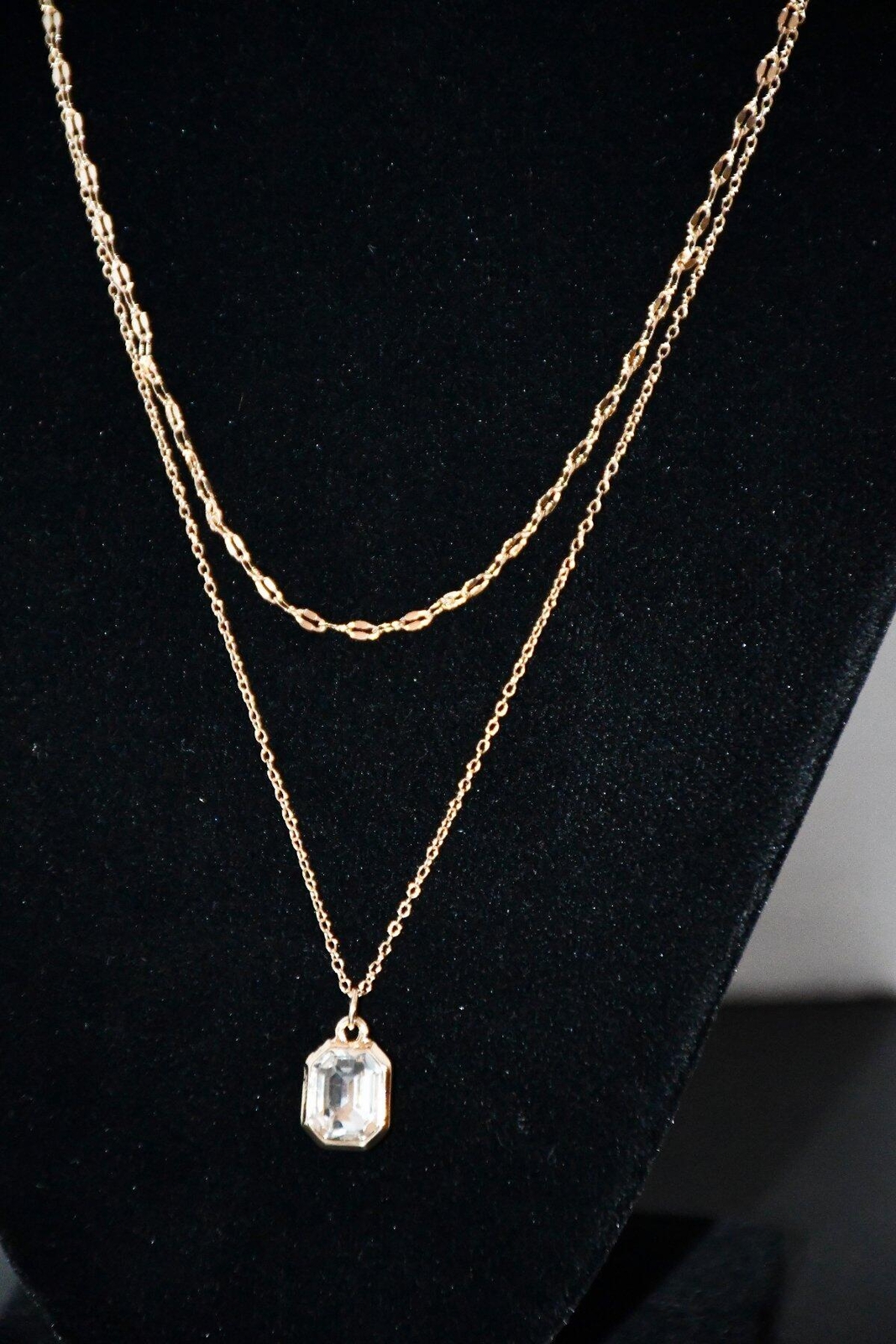 Gemma Layne Multi Row Octagon Pendant Necklace in Gold #D73165CRY NWT
