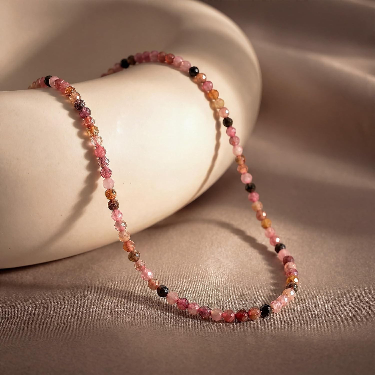 Lightweight Bohemian Pink Choker Necklace with 14K Gold Accents – Perfect Gift!