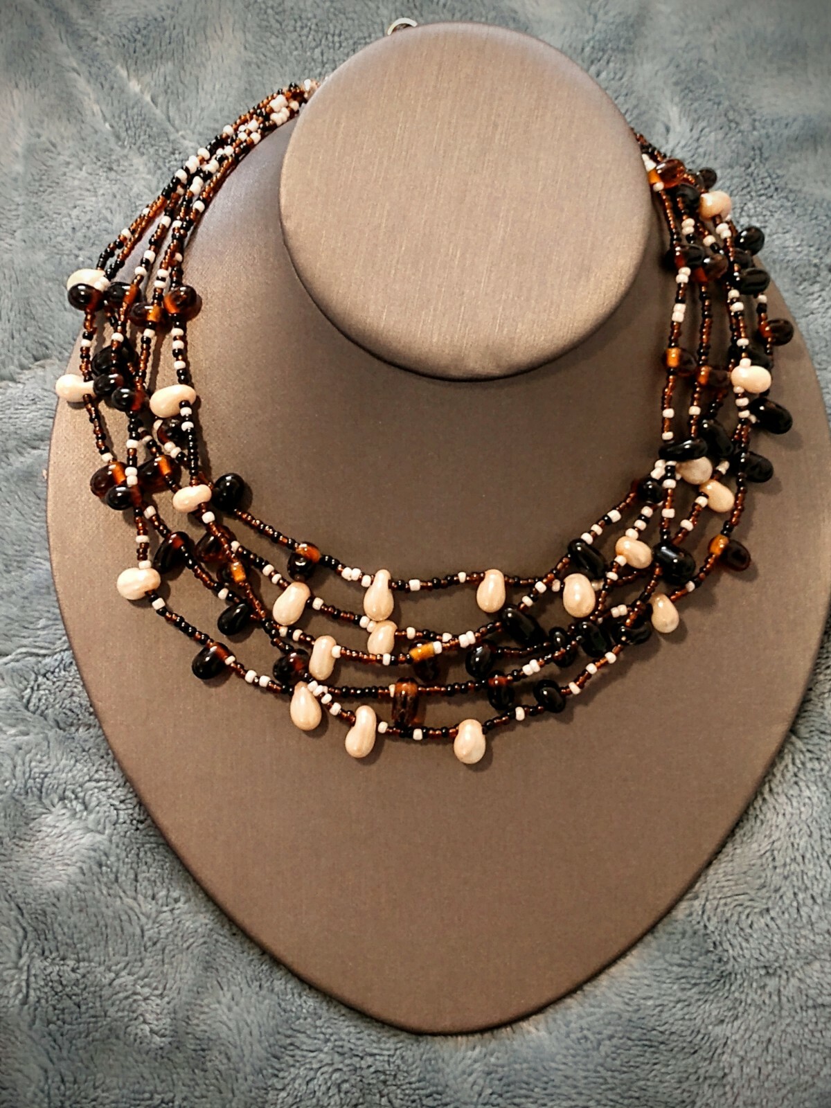 Gorgeous & Artsy Multi Layered Stone Beads Strands Necklace ~ No Plastic here