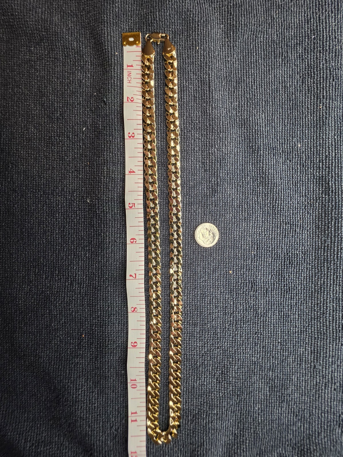 14k Yellow Gold Filled Cuban Link Chain Necklace Lobster Clasp Signed 22 in