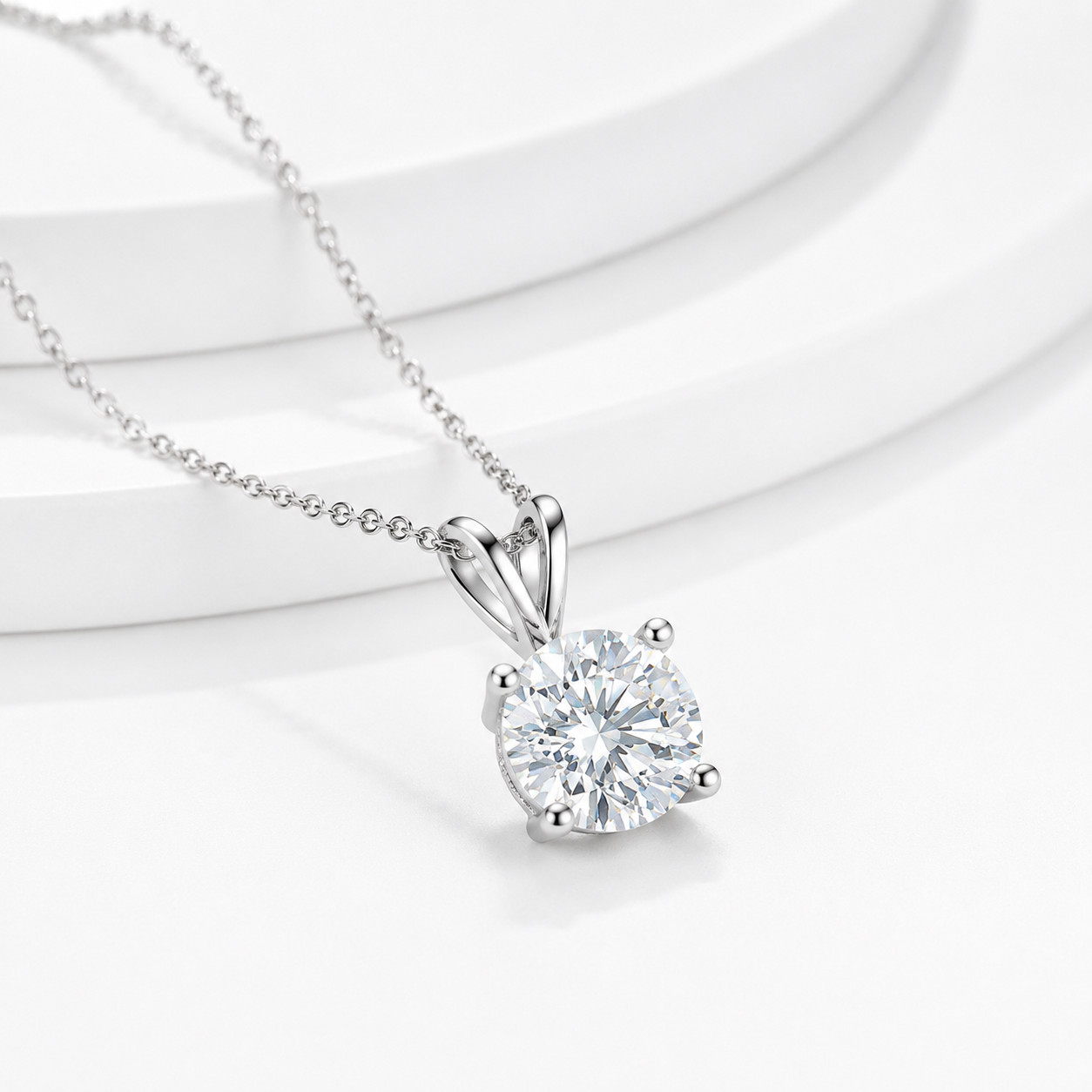 Round Brilliant Cut Solitaire Moissanite Diamond Pendant Necklace For Women