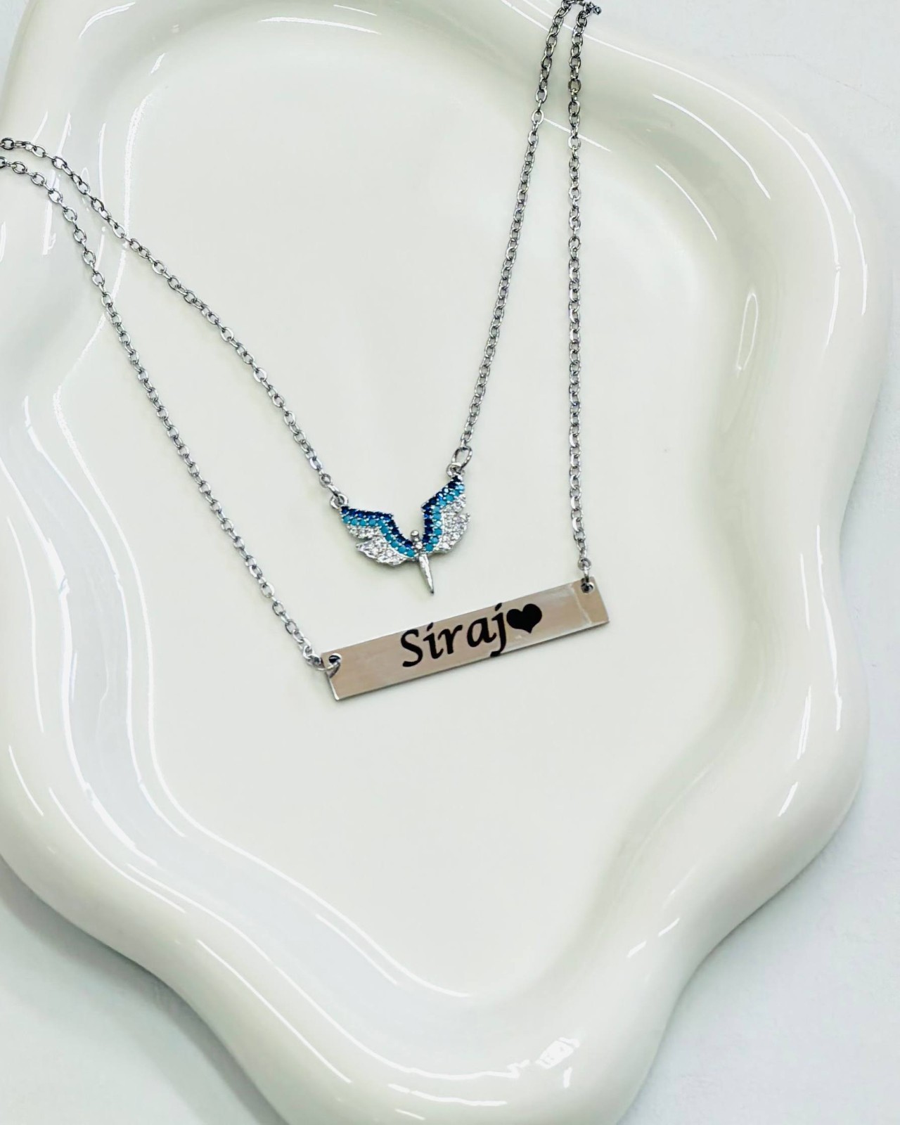 Personalized Name & Date Necklace Custom Stainless Steel Pendant Gift for Women