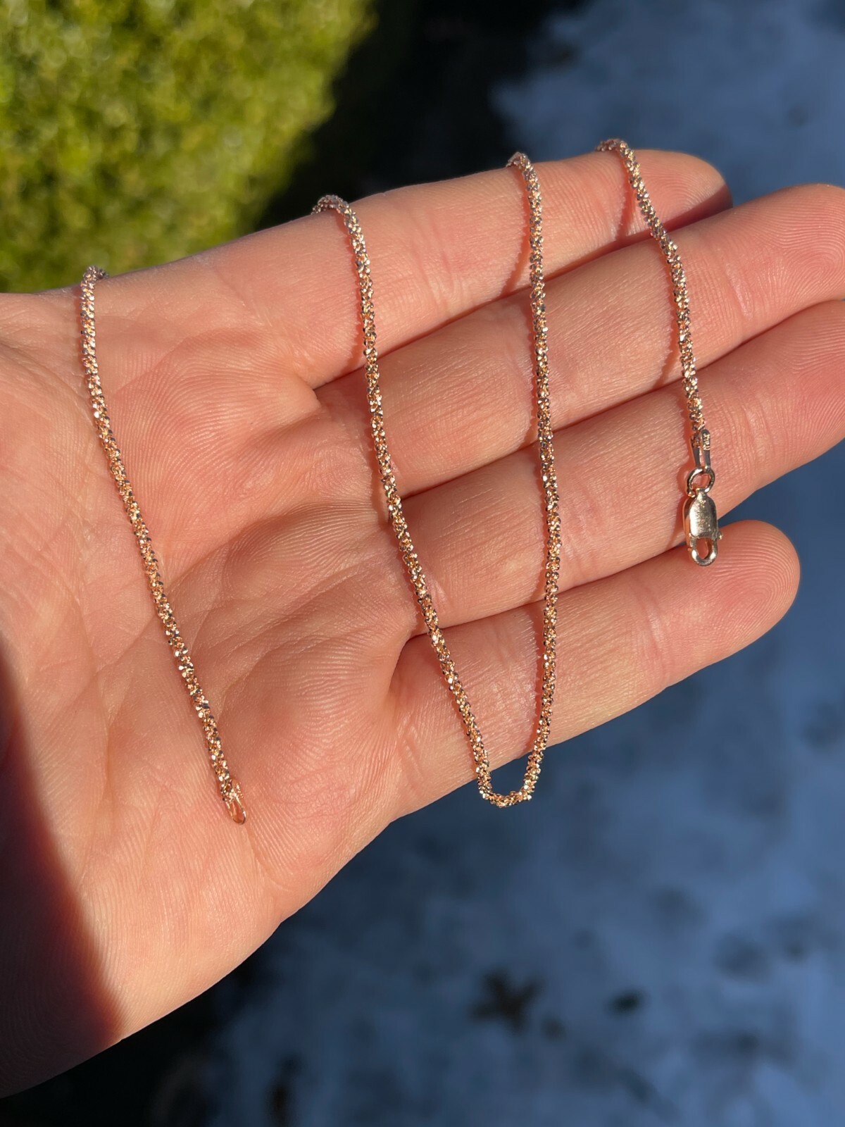 14k Rose Gold Plated Solid 925 Sterling Silver Sparkle Rope Chain Necklace Iced