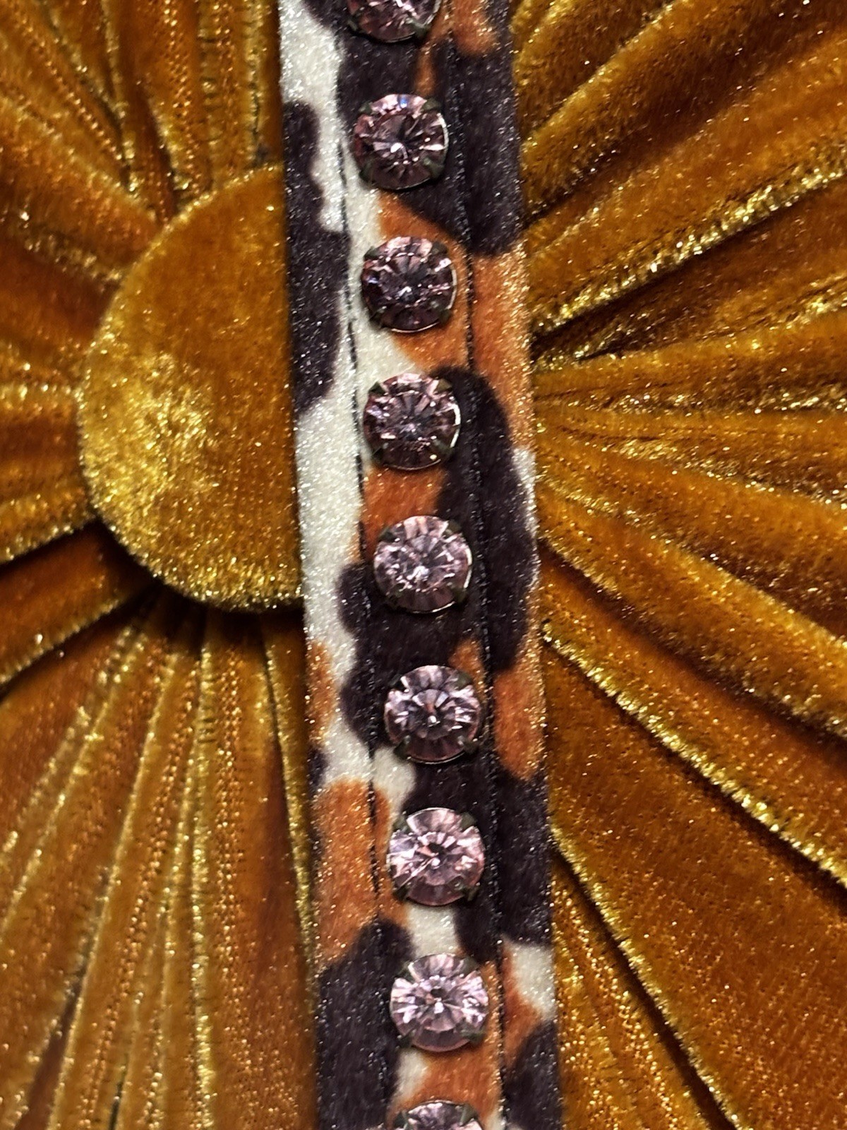 90s Velvet Leopard Rhinestone Collar & Cuff Pink Stones Raver Goth Club Fetish