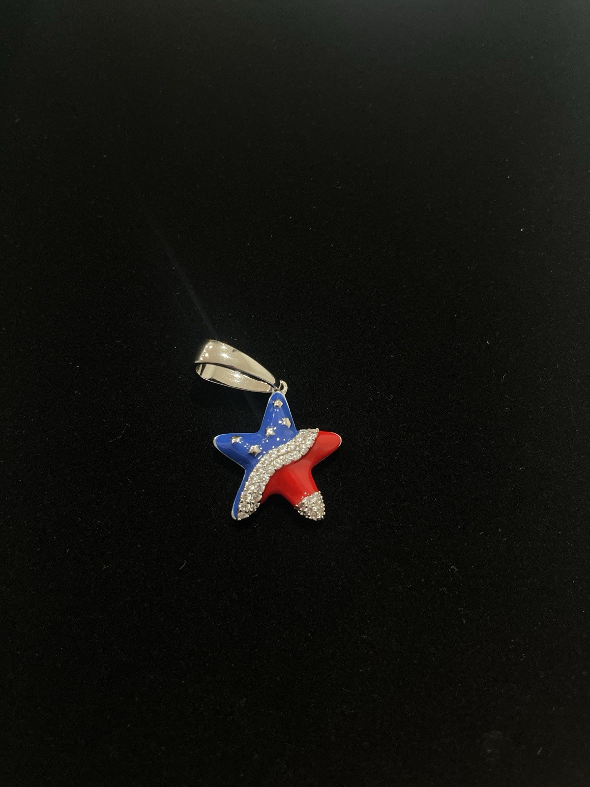 United States of American Flag Star Pendant, 4th of July, American, USA Iced