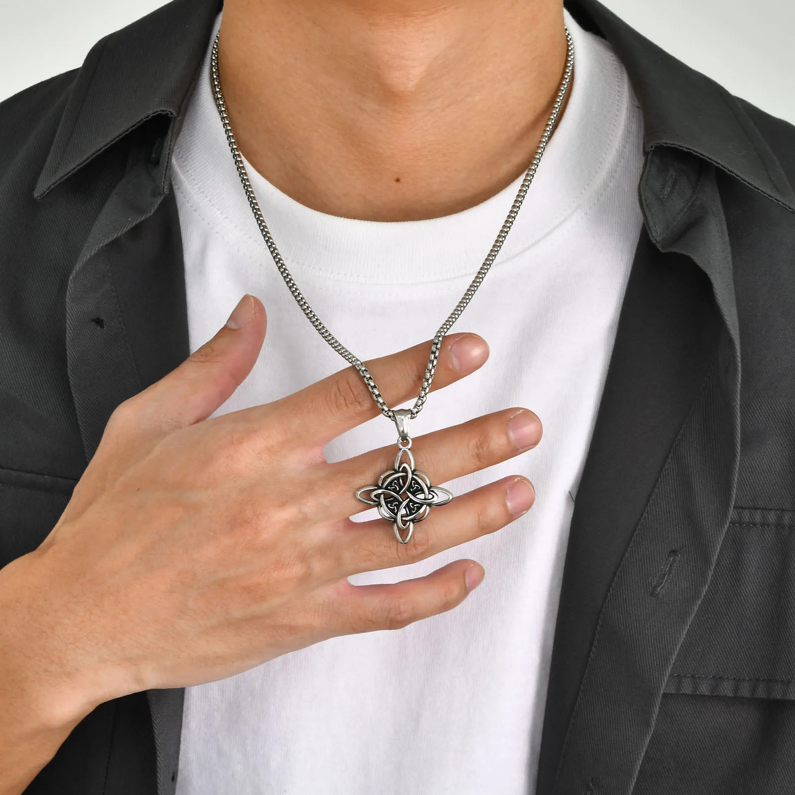 Vintage Celtic Knot Necklaces for Men Women,Stainless Steel Nordic North Europ