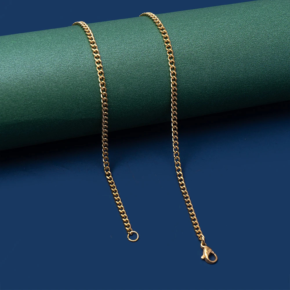 Stainless Steel Cuban Chain Necklace 3-7mm Width Link Style Men Jewelry