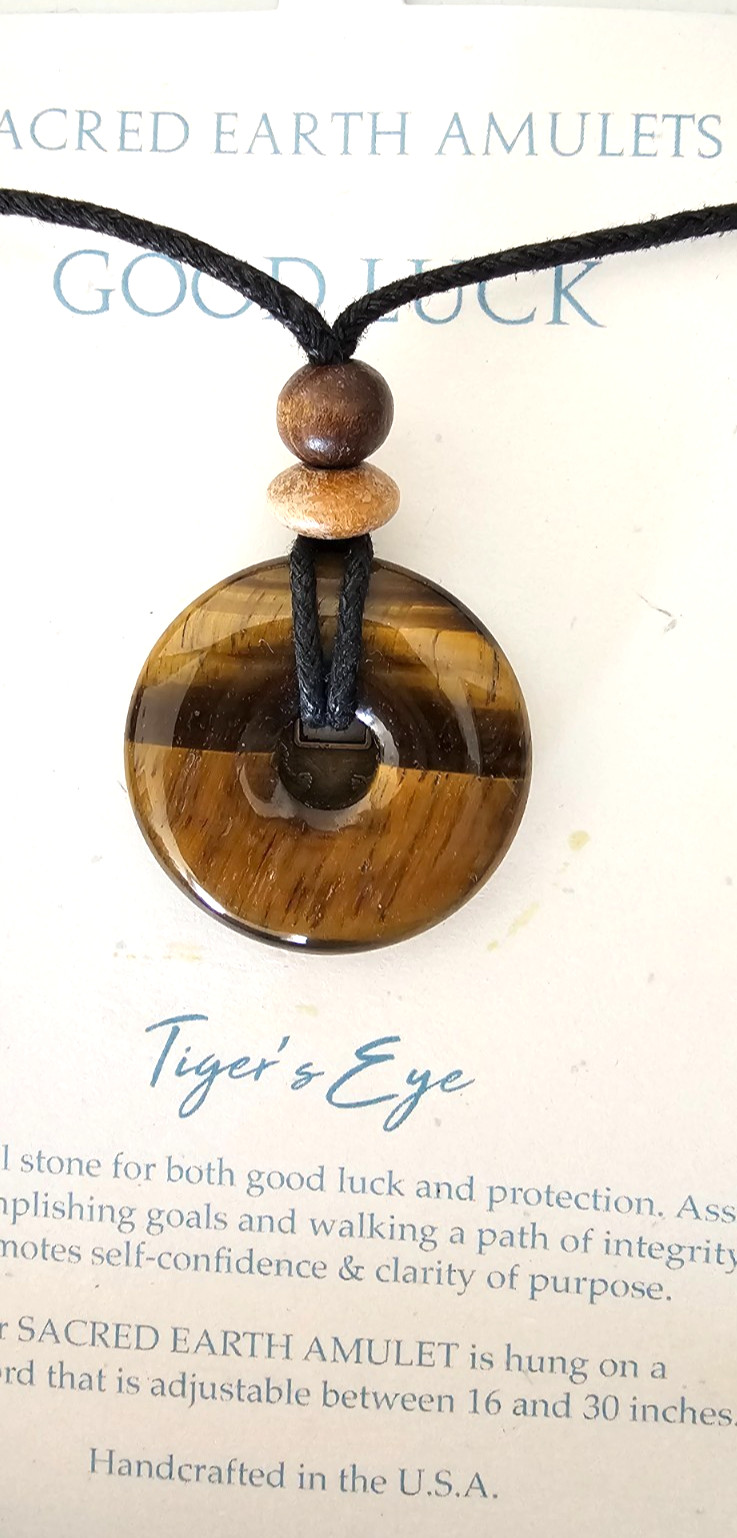 Stone Circle Studio Tiger’s Eye Good Luch Pendant, New