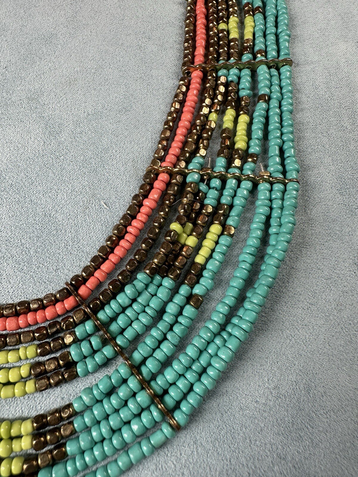 Cara NY Southwest Boho Beaded Collar Necklace 19”