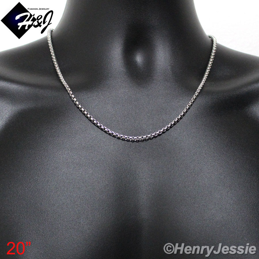 20″MEN Stainless Steel 3mm Silver Box Chain Plain Ankh Key Cross Pendant*P106