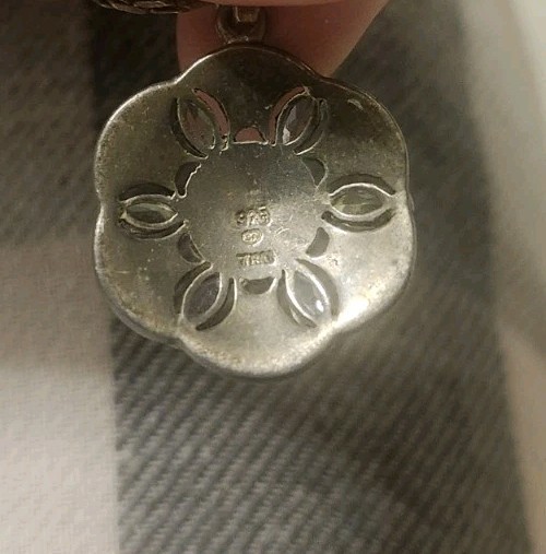 SA THAI 925 STERLING SILVER MARCASITE FLOWER PENDANT TOPAZ PERIDOT AMETHYST