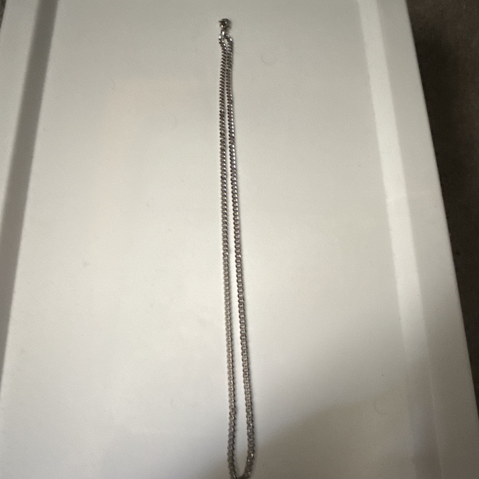 Silver Tone Metal Curb Chain Necklace 24 in, No Stone, Clasp, KN12 24