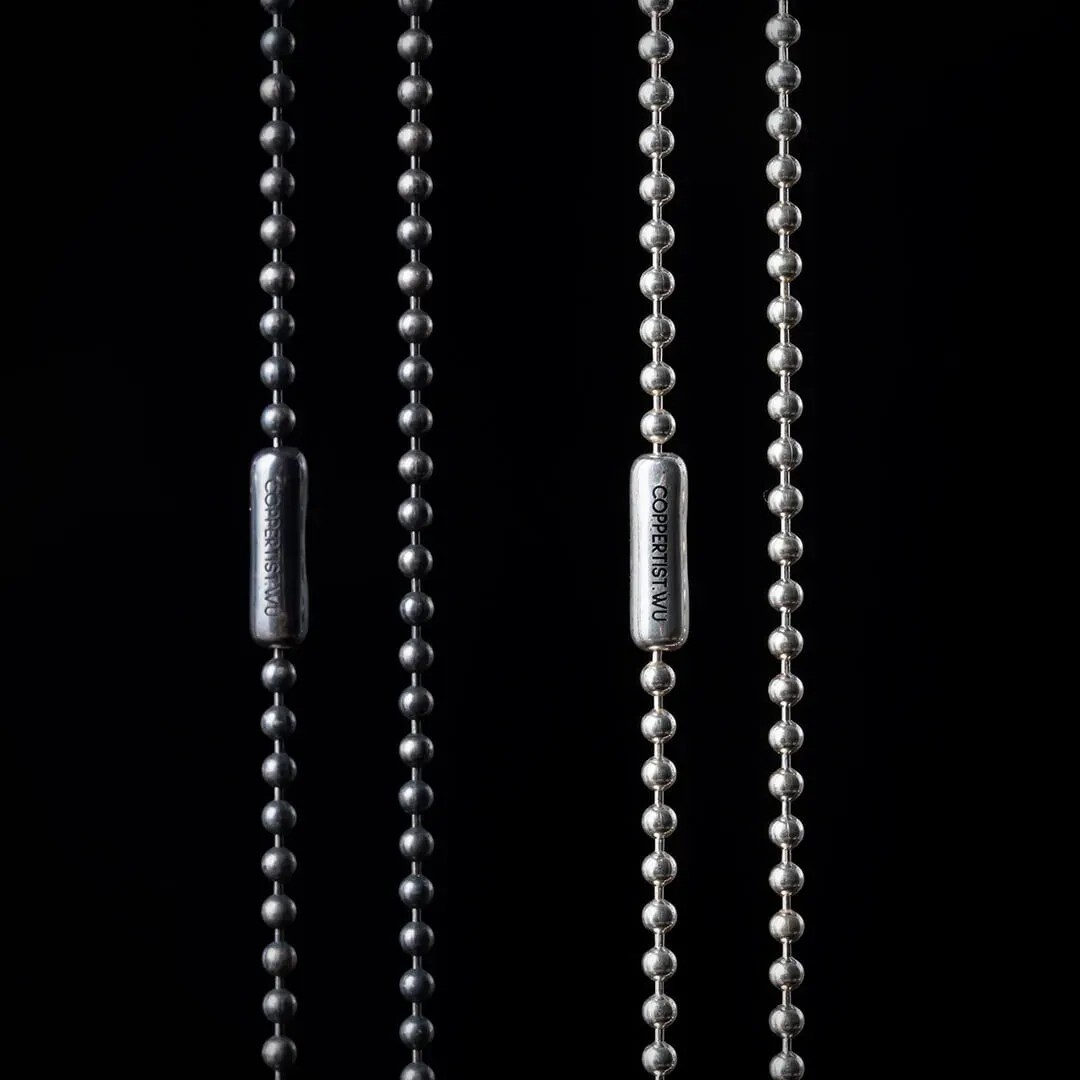 Silver Ball Chain Necklace. Width 3mm