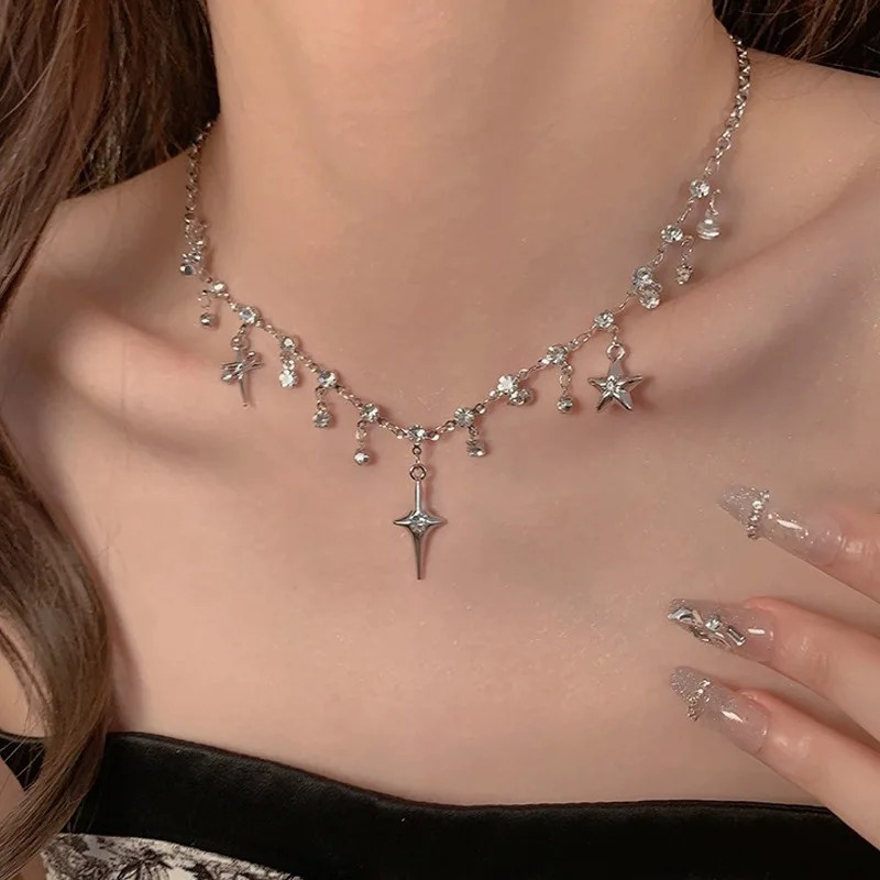 2025 New Punk Silver Color Thorny Choker Necklace for Women Men Hip Hop Rock