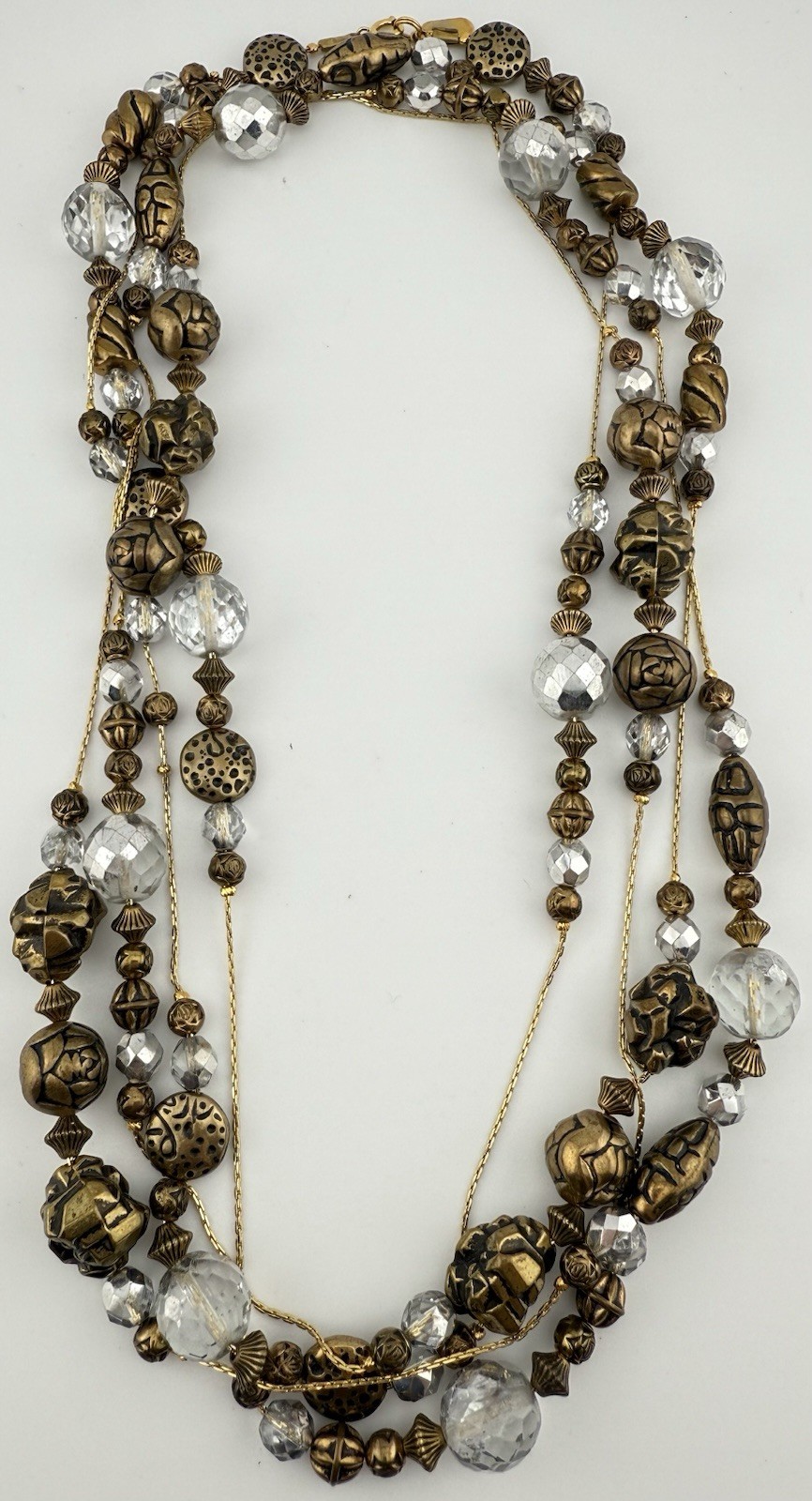 DABBY REID GOLDTONE SILVER BEADED 88” LONG NECKLACE SEE DESCRIPTION K438B