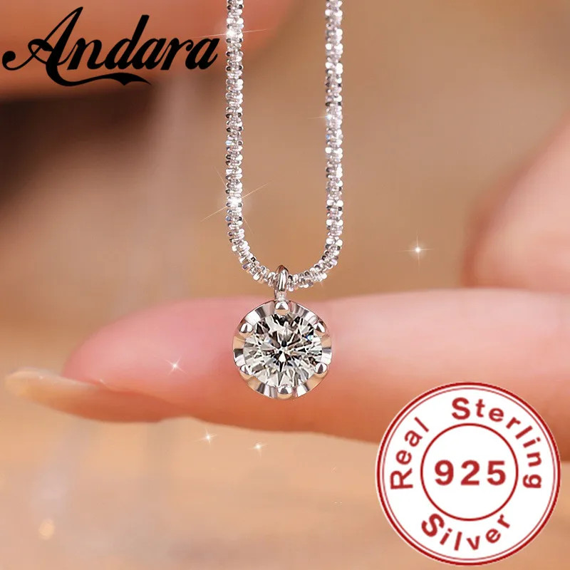 Andara Luxury 925 Sterling Silver AAAAA Fashion CZ Pendant Necklace