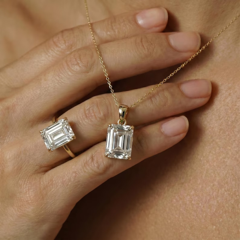 4Ct Radiant Cut Simulated Diamond Pendant 925 Sterling Silver White Gold Plated