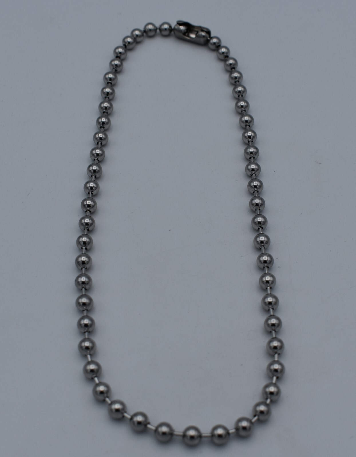 20 INCH 4.5mm STAINLESS STEEL SILVER BALL CHAIN WITH A MILITARY CLASP