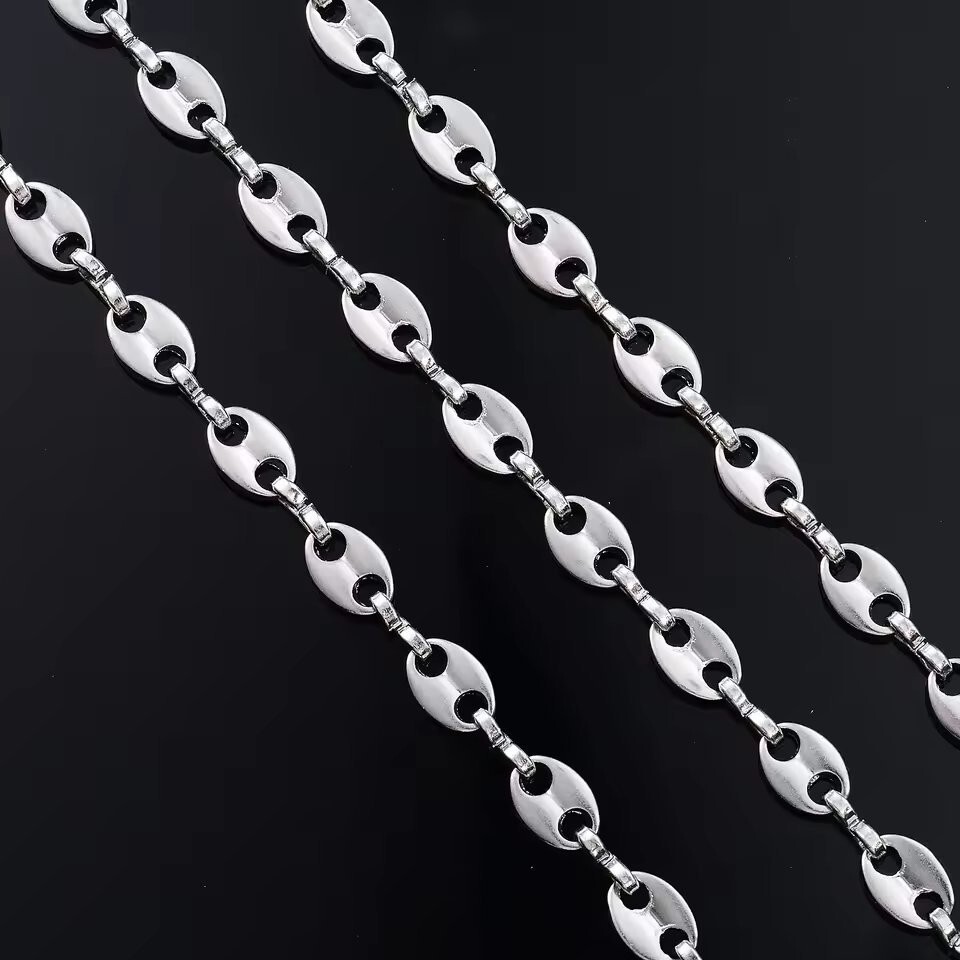 Puffed Mariner Chain Necklace Silver 316L Stainless Steel 5mm Wide 30 Inch Long