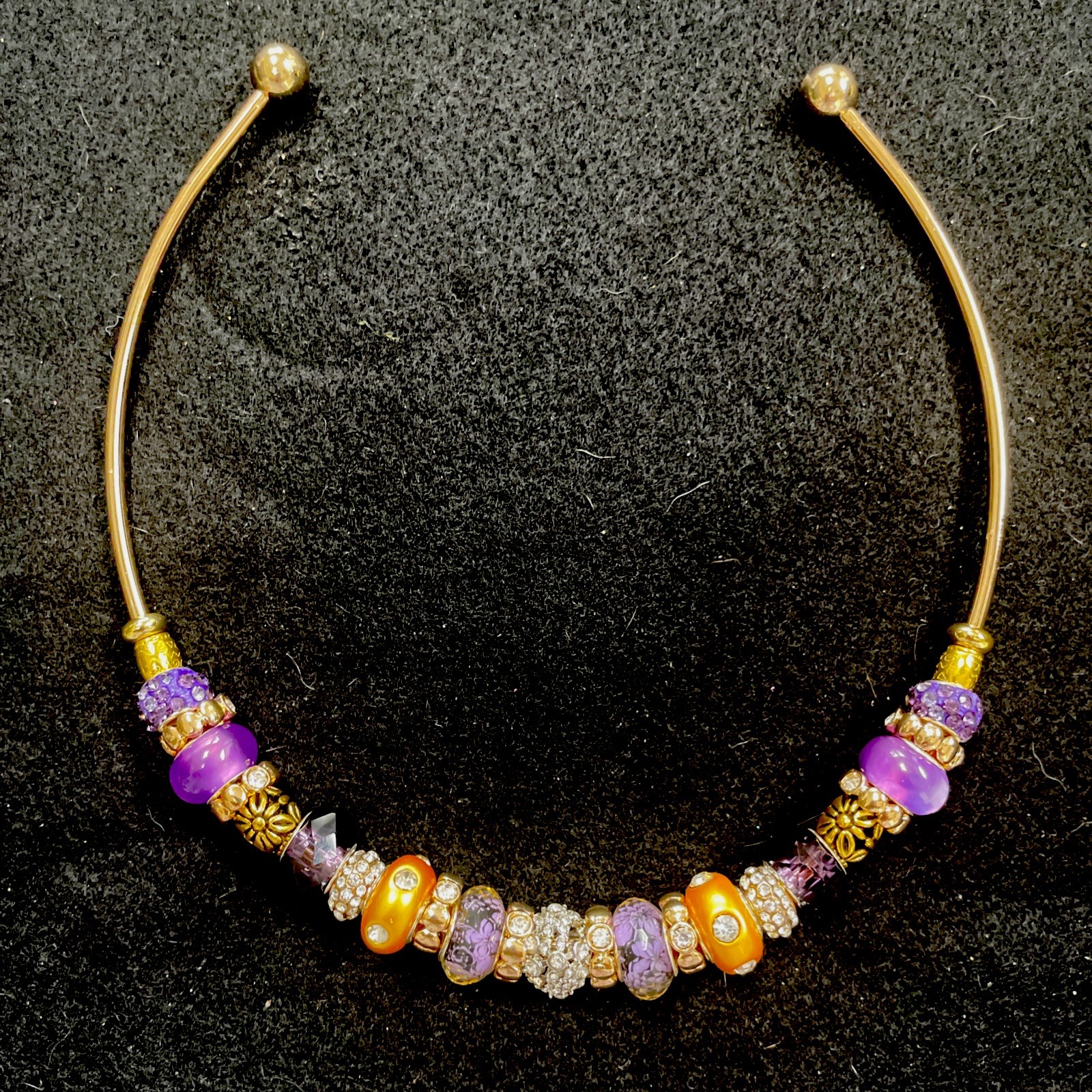 Custom 14k Gold Plated European Bead Chocker Cuff Necklace for Women