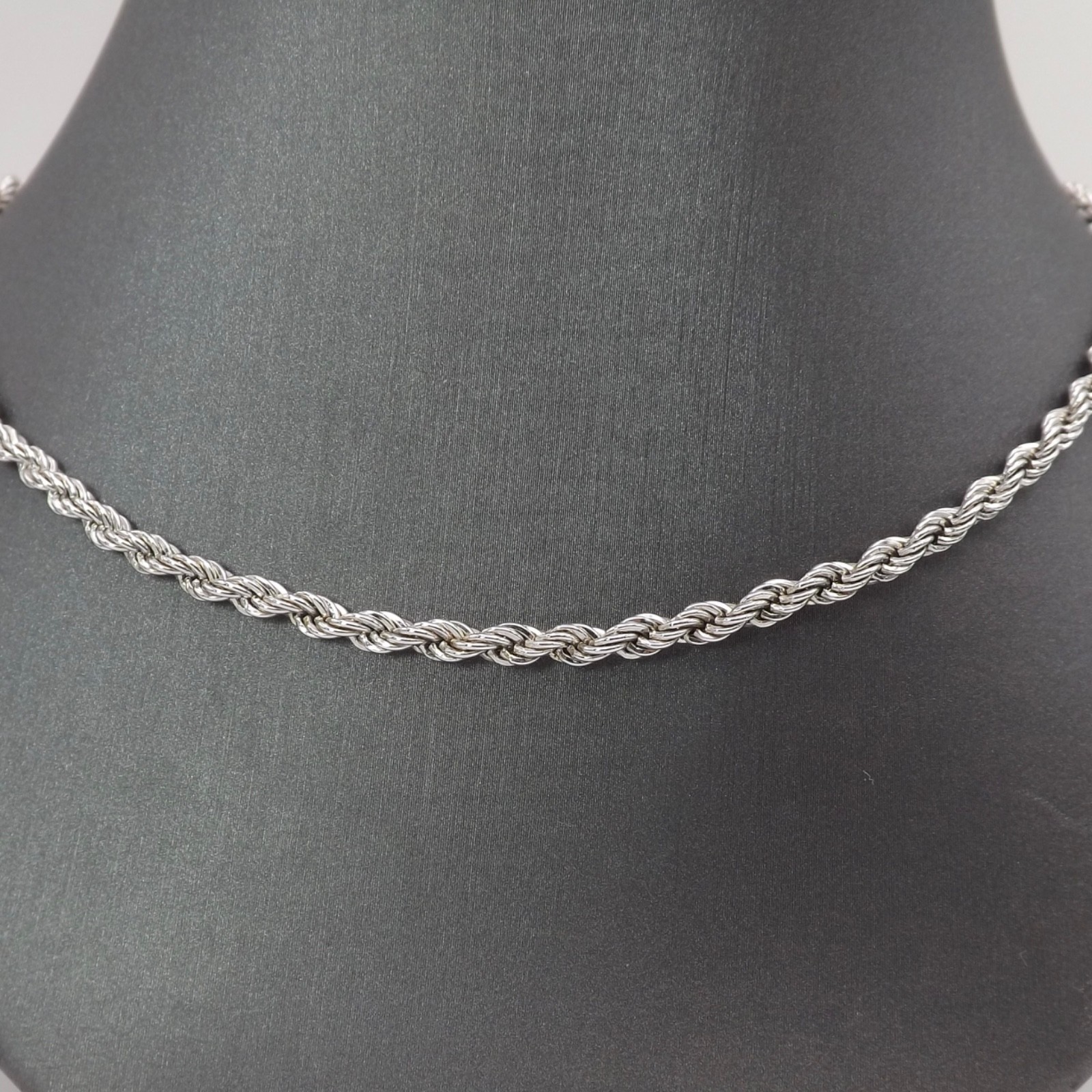 Stainless Steel Round Rope Link Chain Necklace 16in 3.5mm New