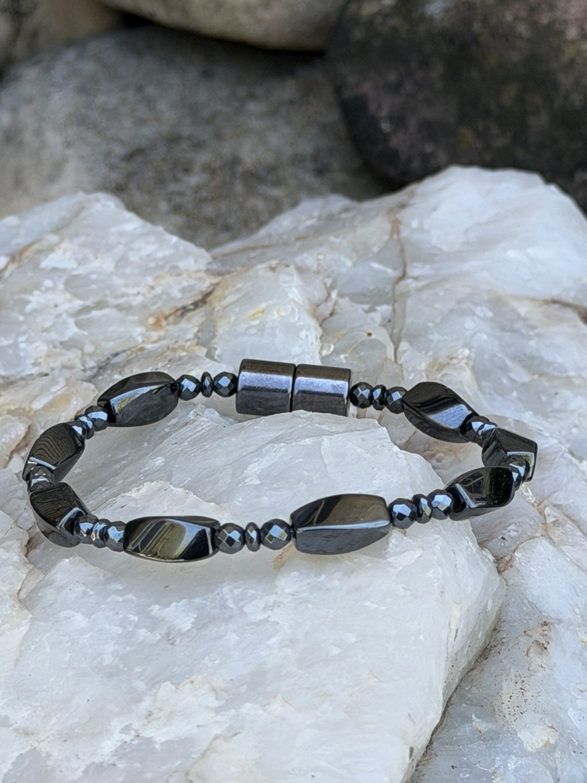 3x Power 100% Black Magnetic Hematite Anklet Necklace Bracelet 1 Row