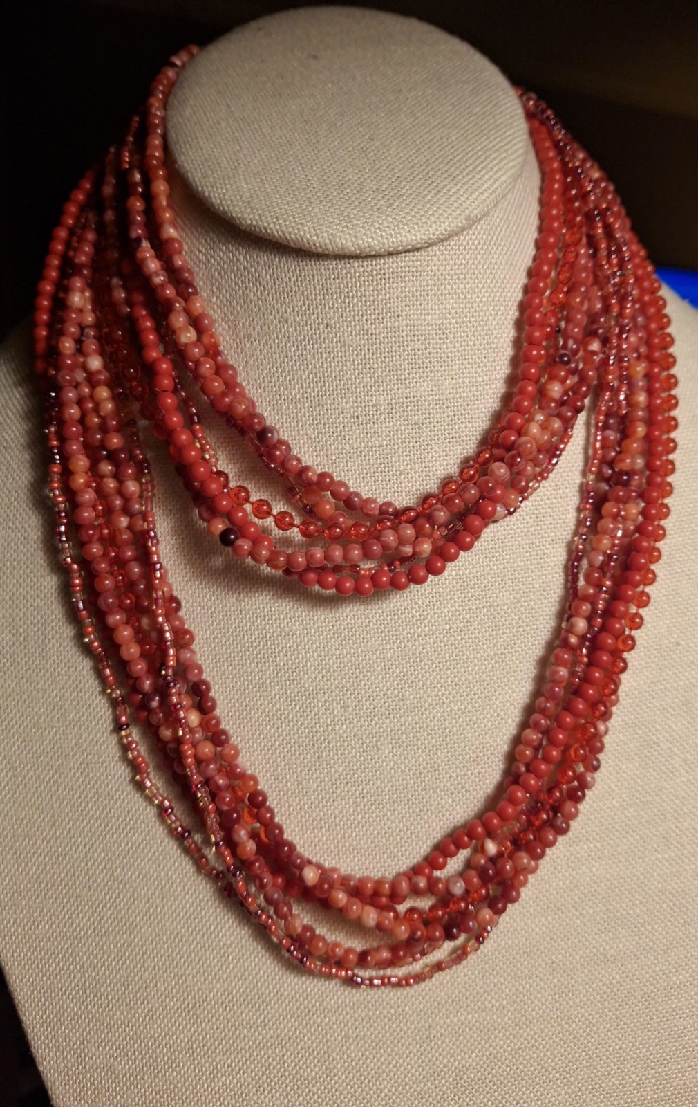 Pre-owned no brand multicolored red bead long necklace