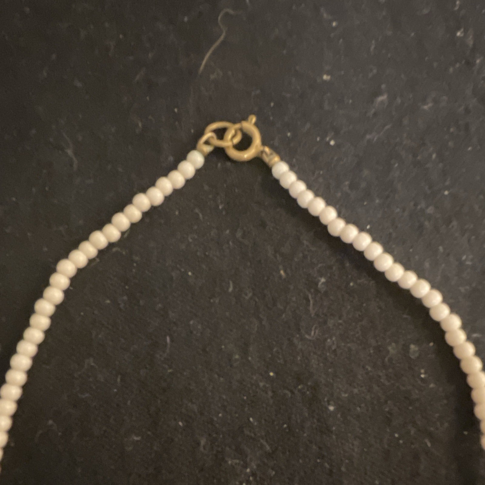 White Brown Beaded Necklace Brown Chip Beads Asymmetrical Pendant Hook Closure