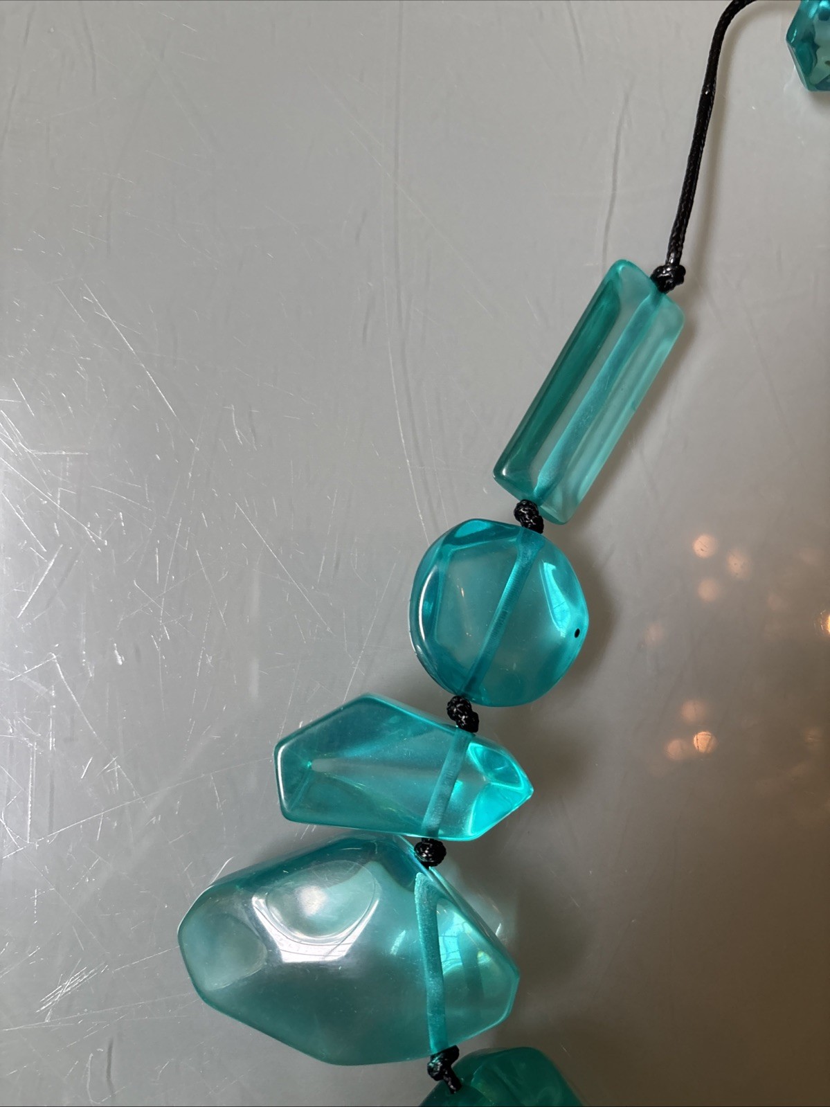 NWOT Statement Bib Chunky Turquoise Blue Stones Resin Anthropologie