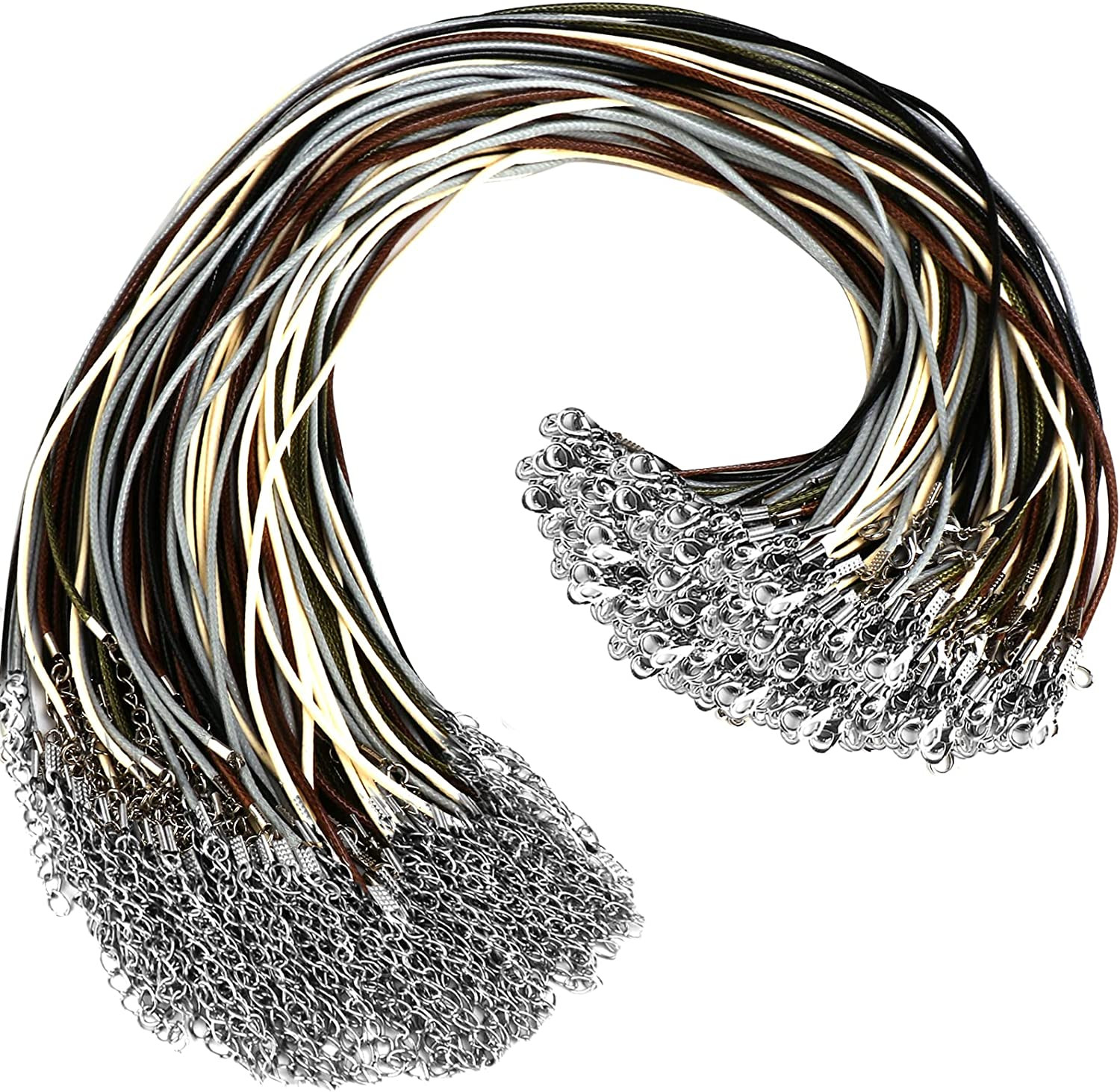 100Pcs 18” Leather String Charms Necklace Cords Wholesale Rope Bulk Lot Cords