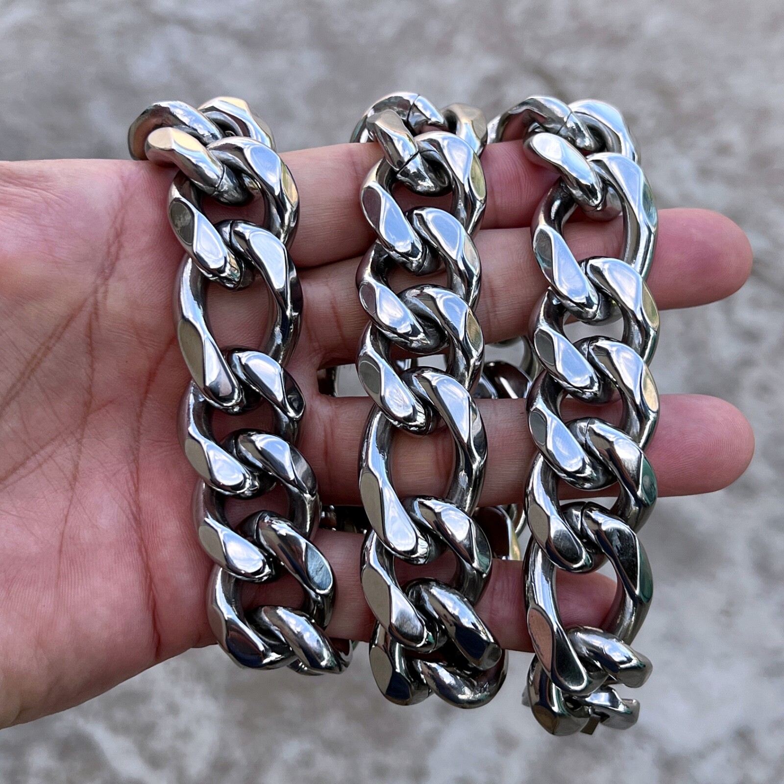 Mens Figaro Link Chain 316L Stainless Steel Heavy Necklace 22MM Thick 18″-30″ in