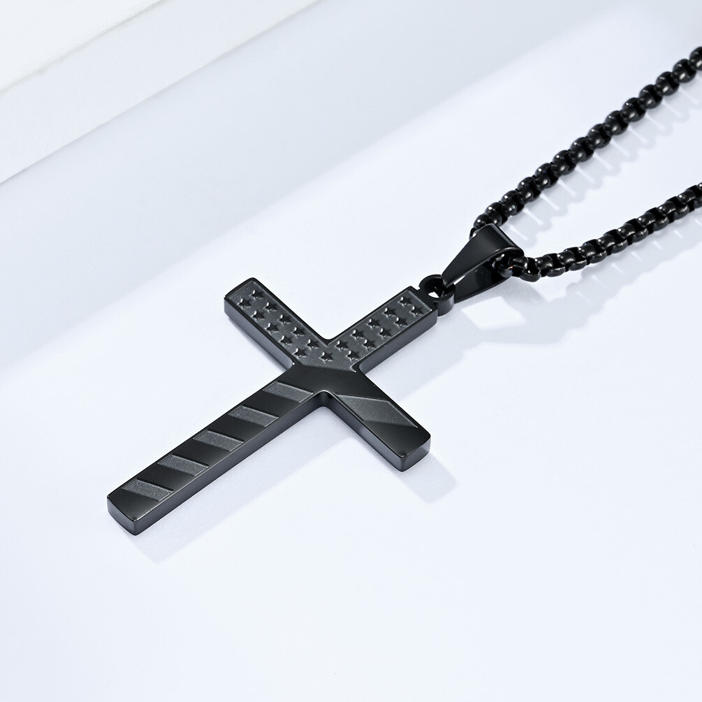 American flag cross necklace for men women Stainless Steel USA Pendant chain