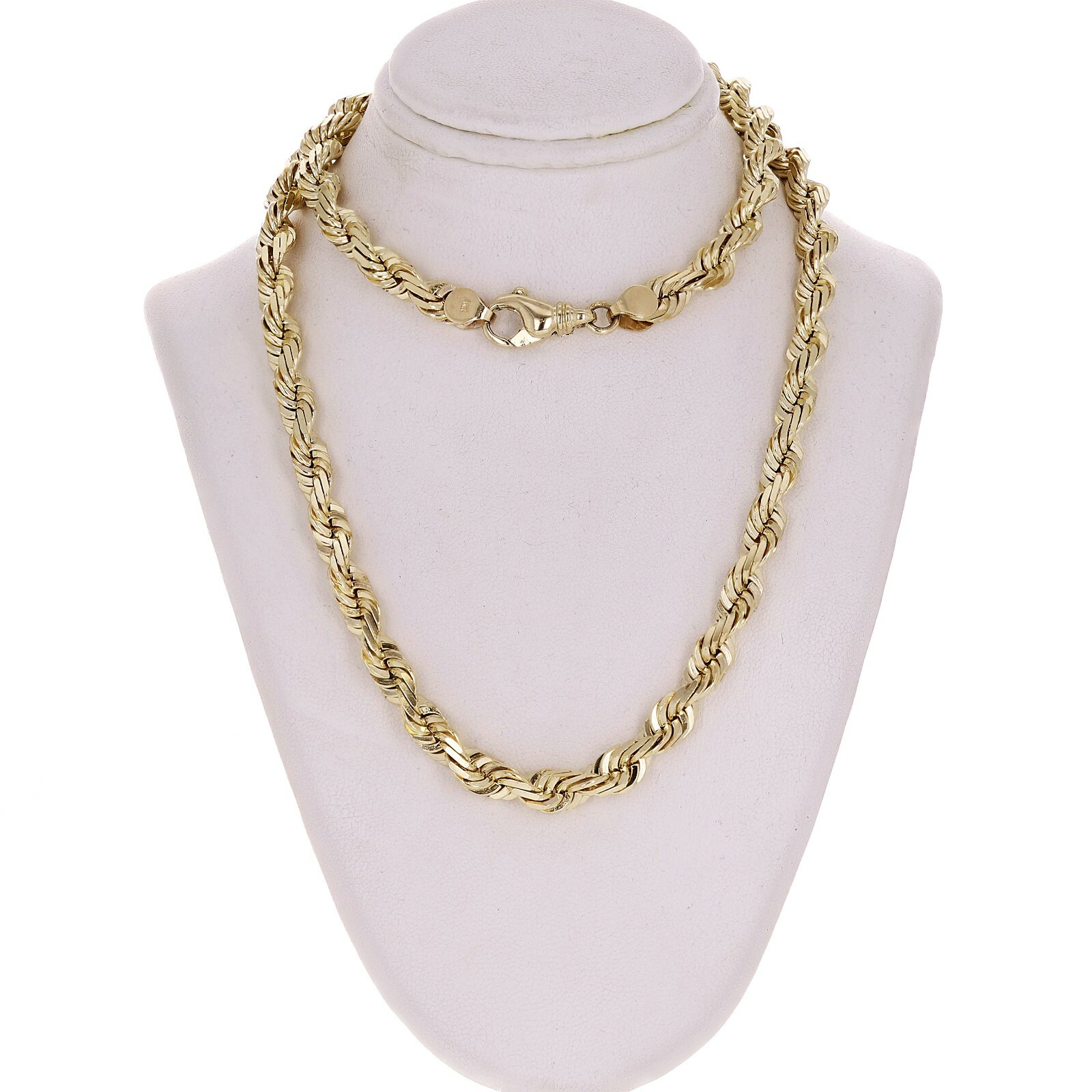 14k Yellow Gold Solid Diamond Cut Rope Chain Necklace 24″ 7mm 97.2 grams