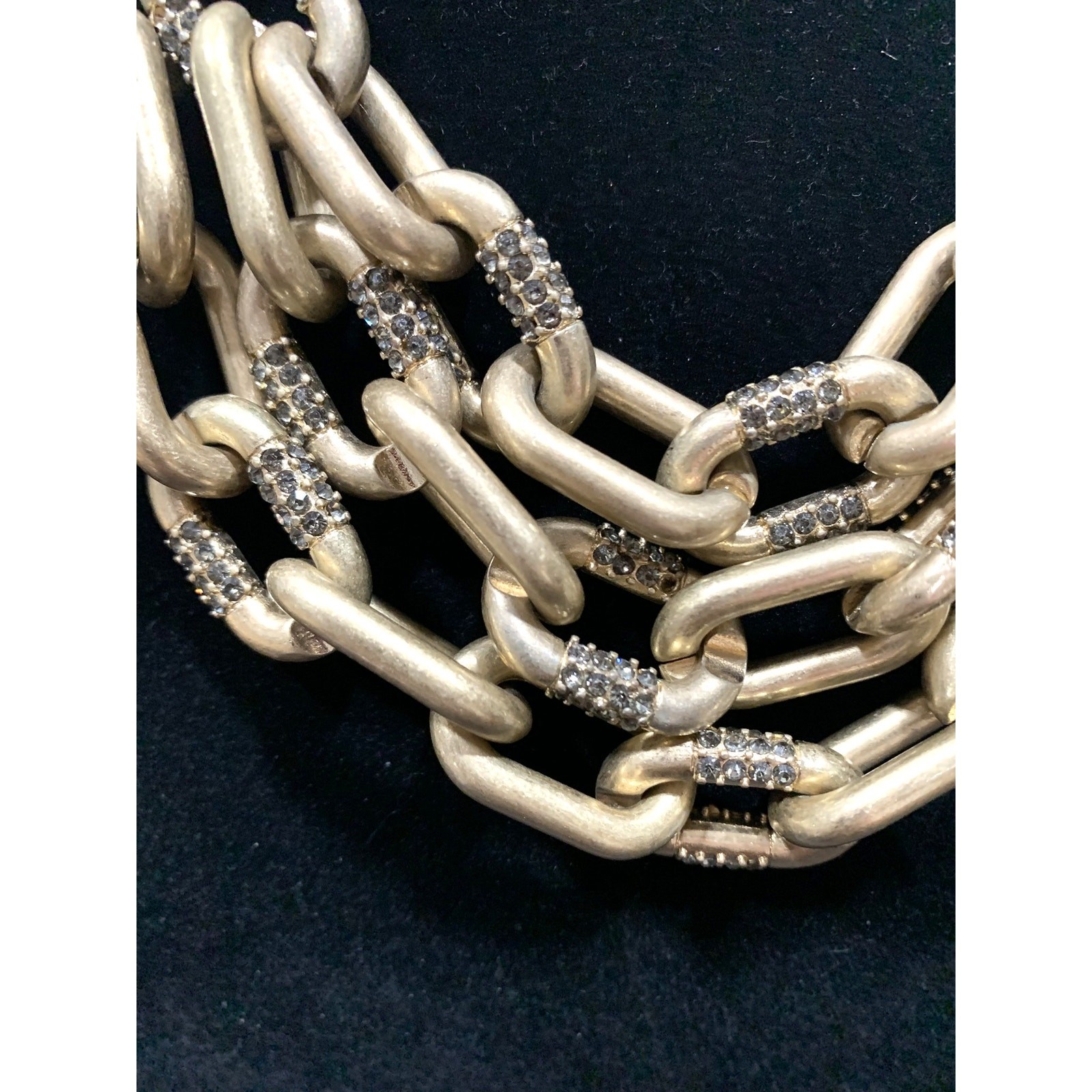 Kenneth Cole Gold Chunky Chain Necklace w/ Sparkling Clear Crystals