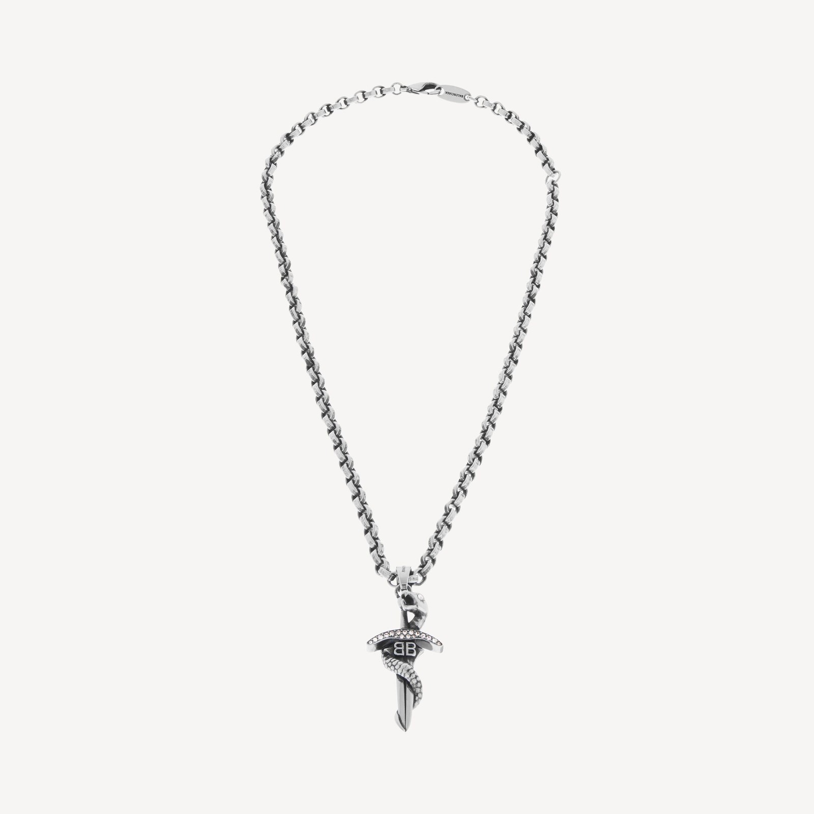 Balenciaga Men’s Goth Snake Necklace – Antique Silver